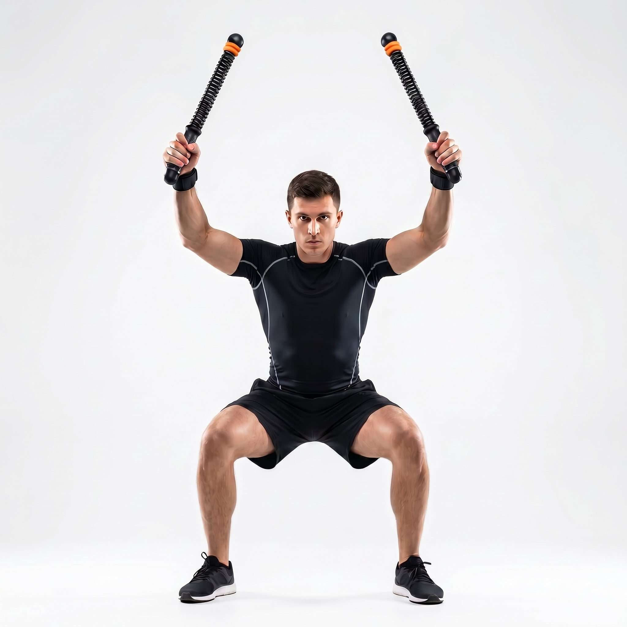 Cordless Battle Rope Training System, Adjustable Resistance Speed & Endurance Trainer - Orange & Black