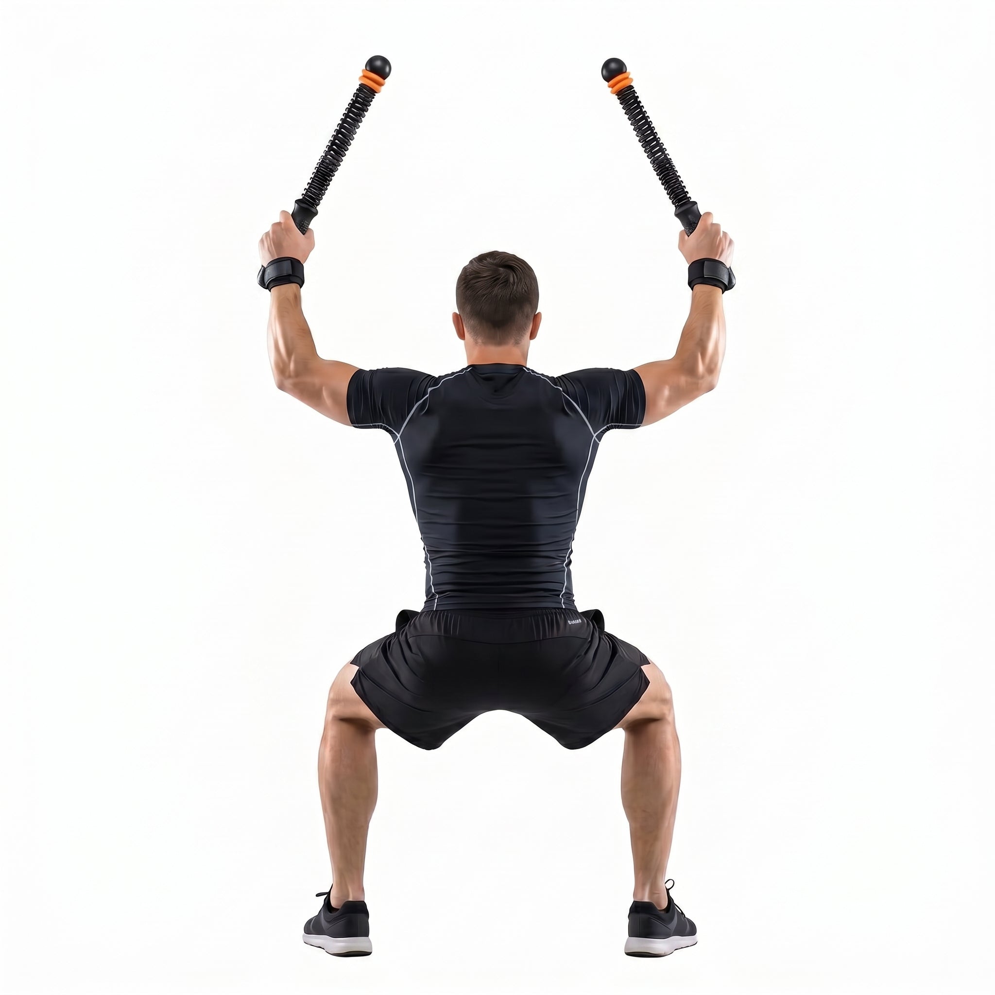 Cordless Battle Rope Training System, Adjustable Resistance Speed & Endurance Trainer - Orange & Black