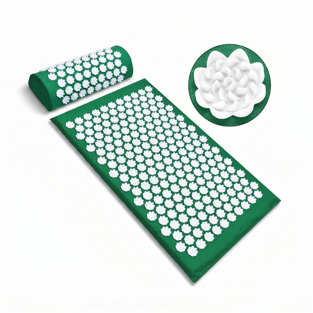Acupressure Mat & Neck Pillow Set for Back & Neck Relaxation, Cotton & Foam Recovery Kit
