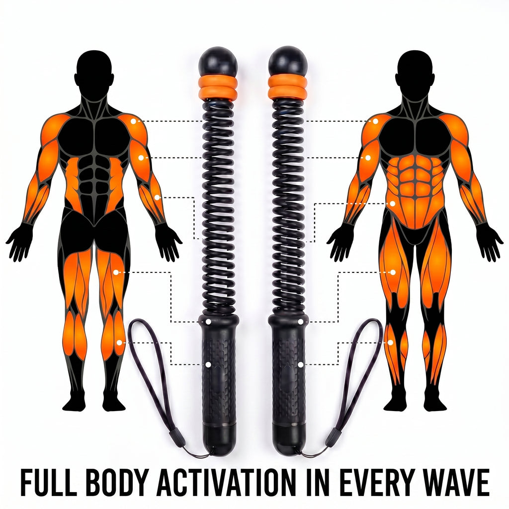 Cordless Battle Rope Training System, Adjustable Resistance Speed & Endurance Trainer - Orange & Black