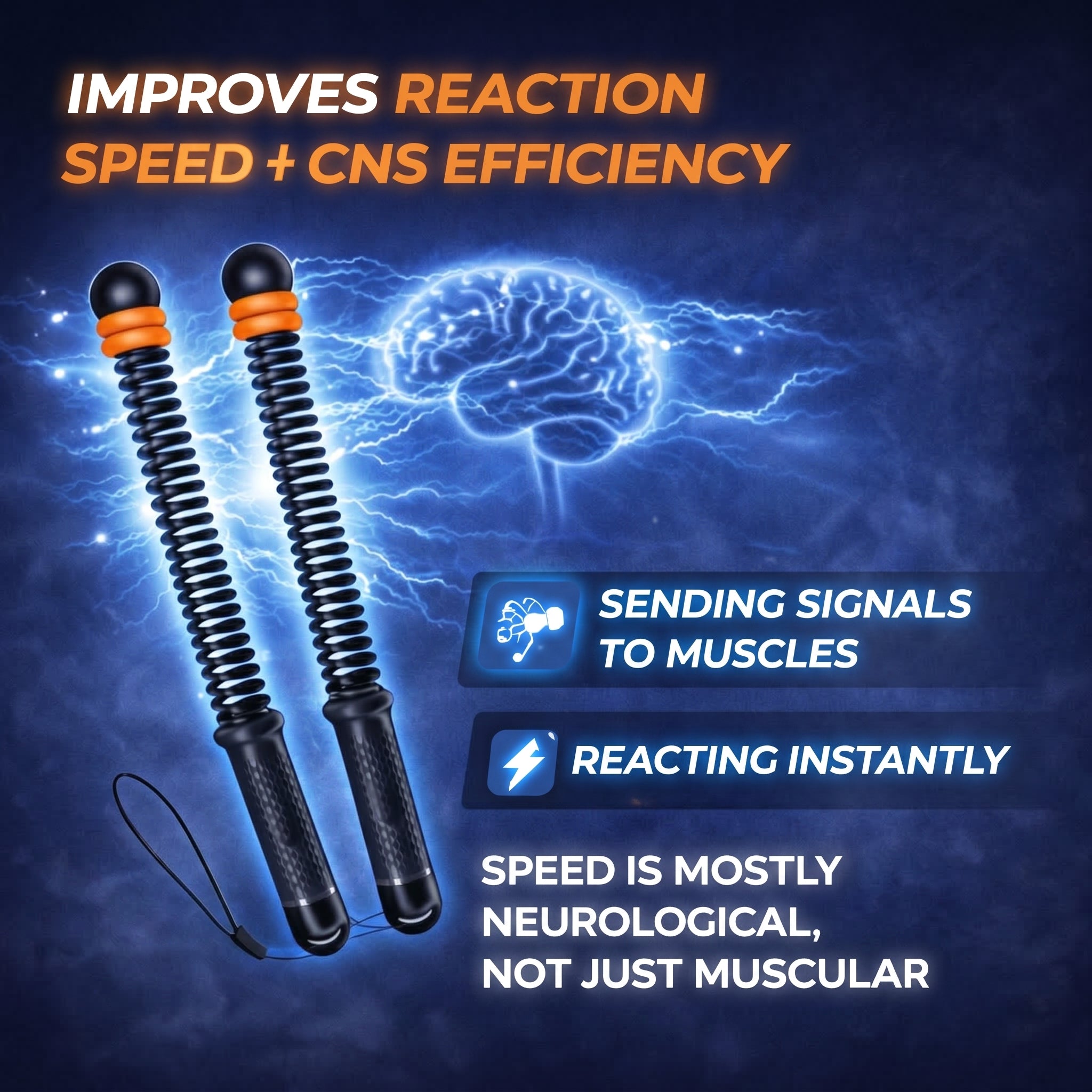 Cordless Battle Rope Training System, Adjustable Resistance Speed & Endurance Trainer - Orange & Black