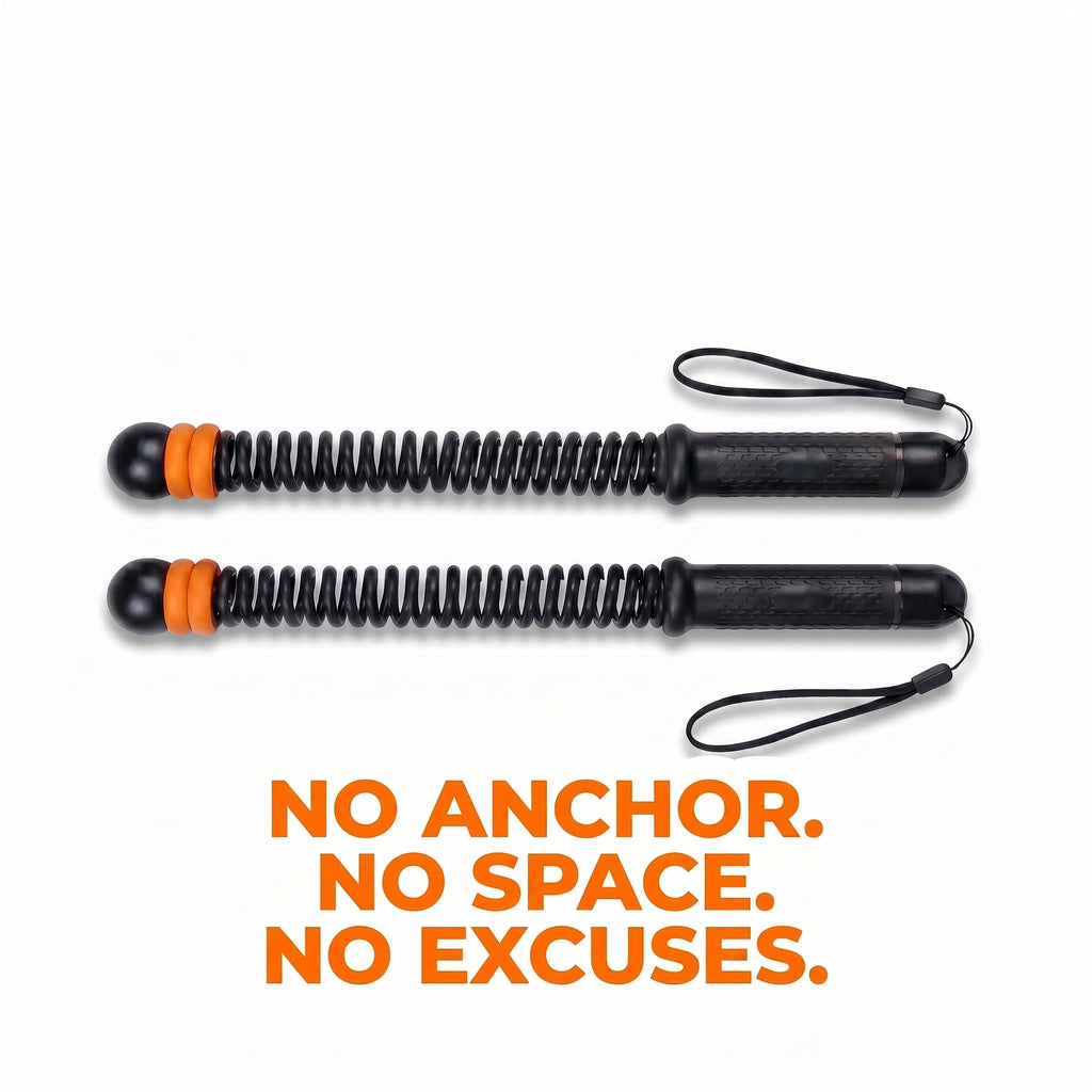 Cordless Battle Rope Training System, Adjustable Resistance Speed & Endurance Trainer - Orange & Black