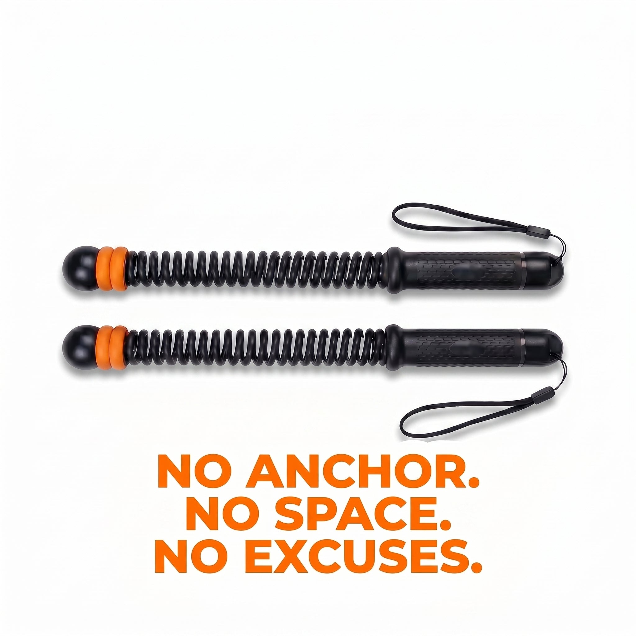 Cordless Battle Rope Training System, Adjustable Resistance Speed & Endurance Trainer - Orange & Black