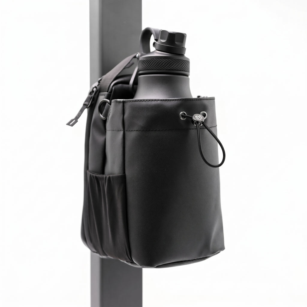 Magnetic Water Bottle Carrier Bag, Gym Locker & Rack Attachment with Phone Pocket - 64 oz Capacity