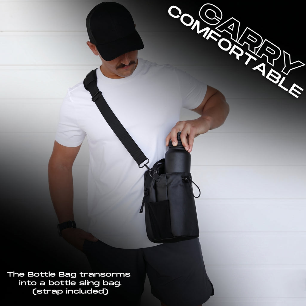 Magnetic Water Bottle Carrier Bag, Gym Locker & Rack Attachment with Phone Pocket - 64 oz Capacity