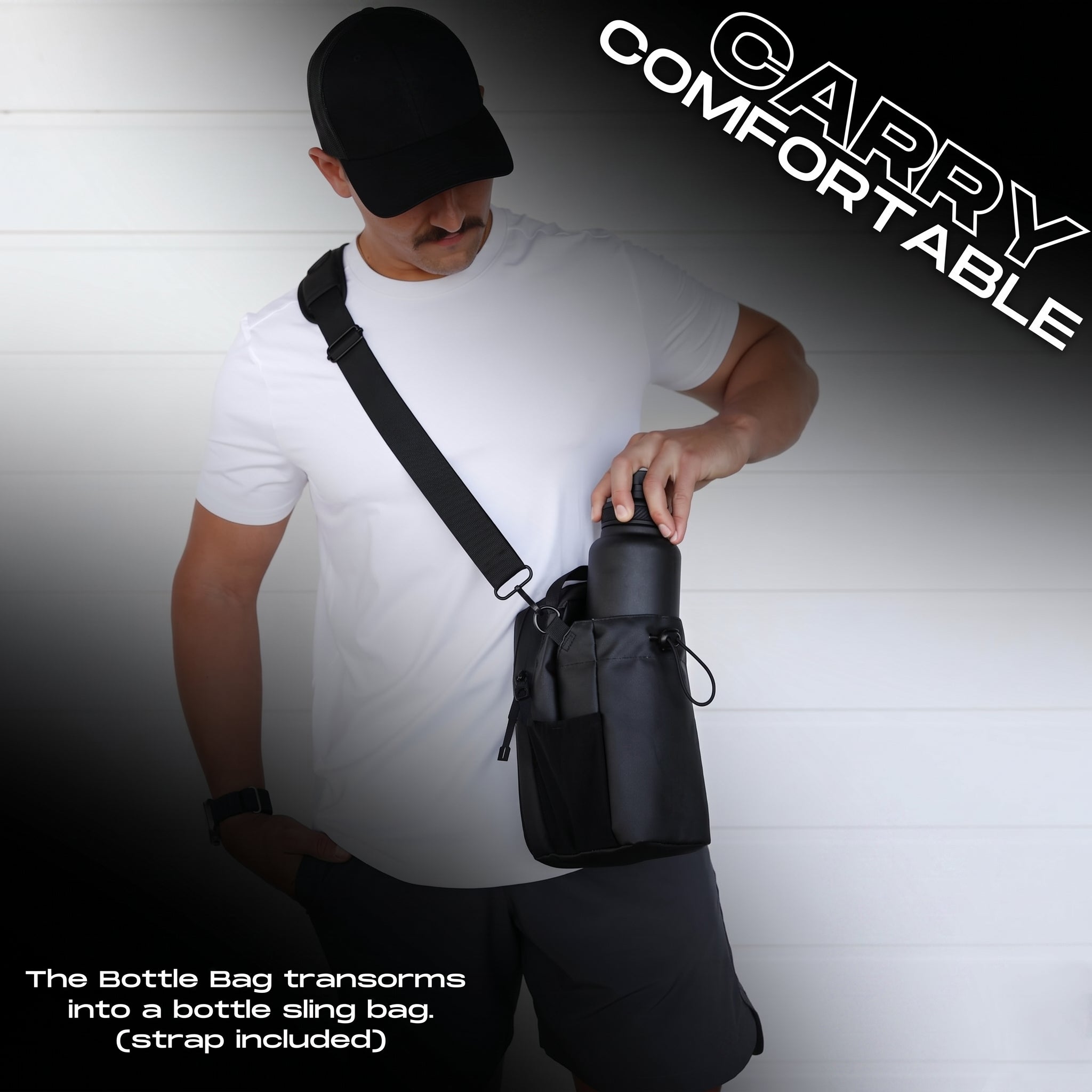 Magnetic Water Bottle Carrier Bag, Gym Locker & Rack Attachment with Phone Pocket - 64 oz Capacity